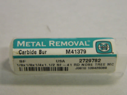 Metal Removal Round Nose Burr 1/8" x 1/8" x 1/4" x 1-1/2" Lot of 8 M41379