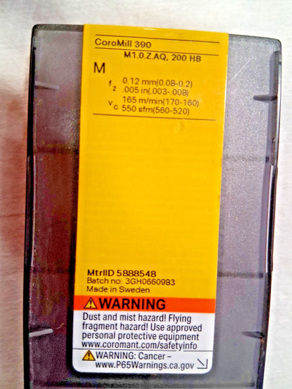 Sandvik Coromant Carbide Milling Insert R390 Qty10 5888548