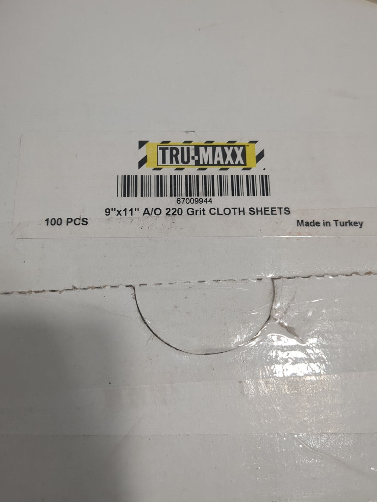 TRU-MAXX approx.100Sanding Sheet: 220 Grit, Aluminum Oxide, Coated AC411JFE220G