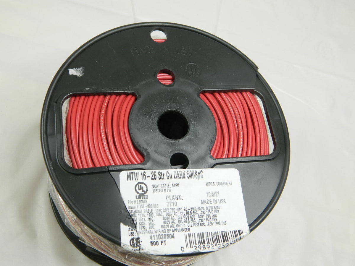 SOUTHWIRE Red Machine Tool Wire 16 AWG, 26 Strand, 500' 411020504