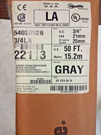 Pro Flexible Liquidtight Conduit 3/4" Trade Size 50Ft Long 22113