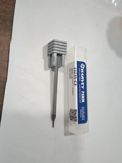 HARVEY TOOL Square End Mill: 0.90 mm Dia 3 Fl Solid Carbide 33235-C3