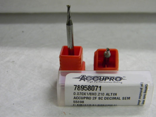 Accupro  2 Fl Solid Carbide Square End Mill 0.07" Diam 0.21" LOC QTY 4 78958071