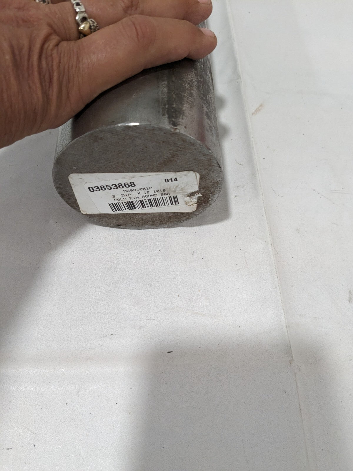 1018 Low Carbon Steel Round Rod: 3" Dia, 1' Long Cold Finish, Mill BB03.0X12