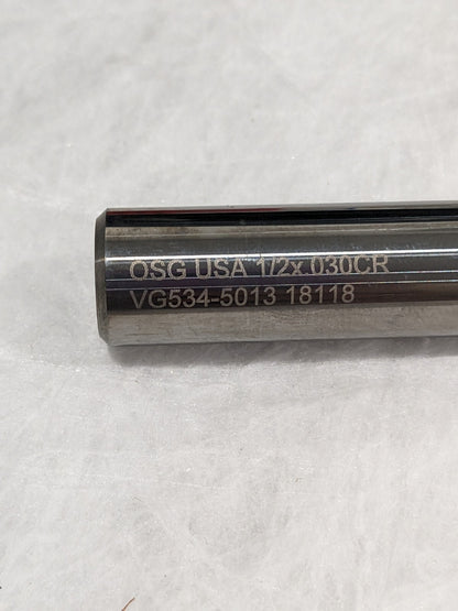 OSG Corner Radius End Mill 1/2" Dia, 1-1/4" LOC, 0.0300" Radius, 5 FL VG534-5013