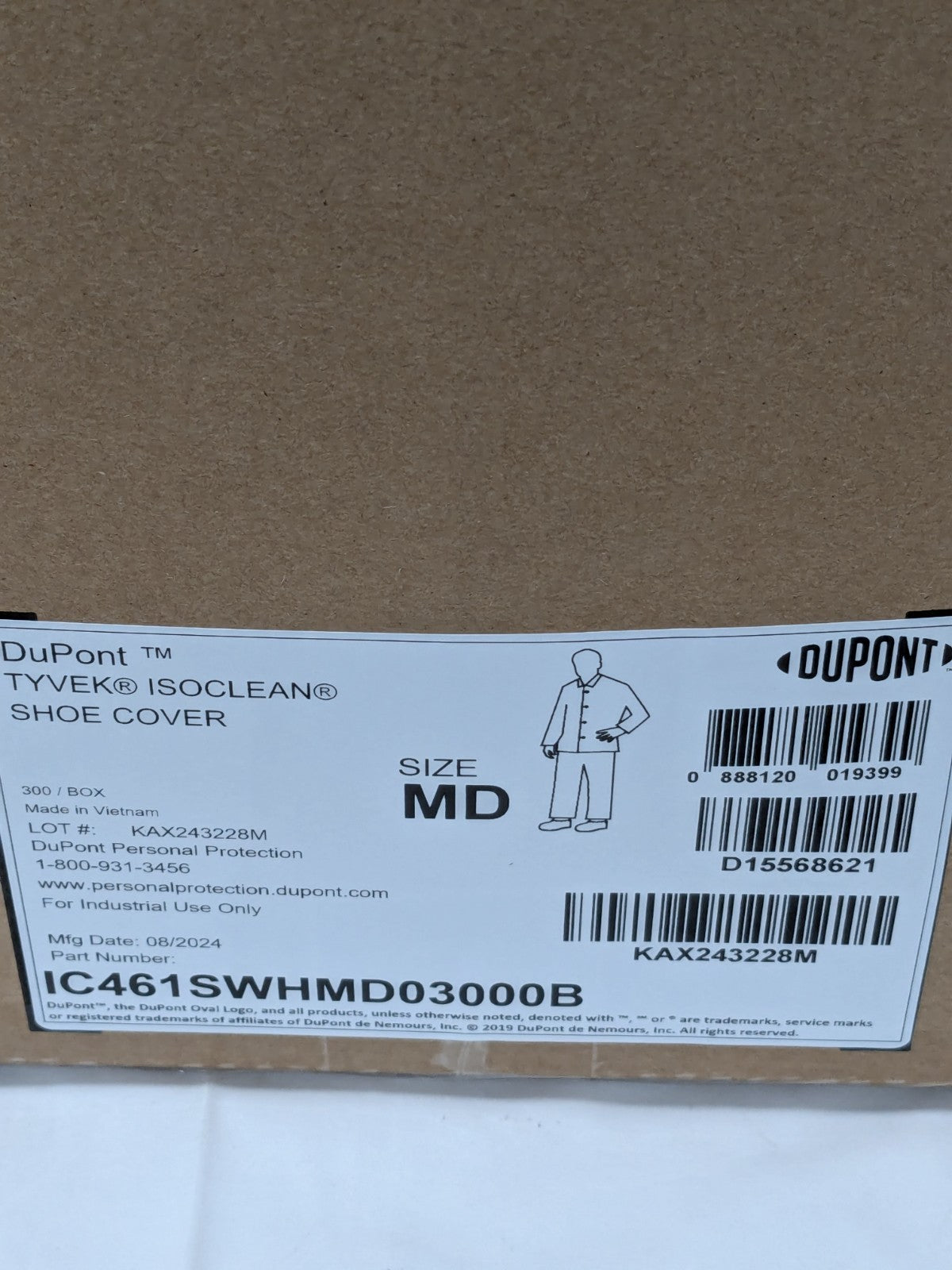 Dupont Shoe Cover: Non Chemical-Resistant, Sz M Box of 300 IC461SWHMD03000B