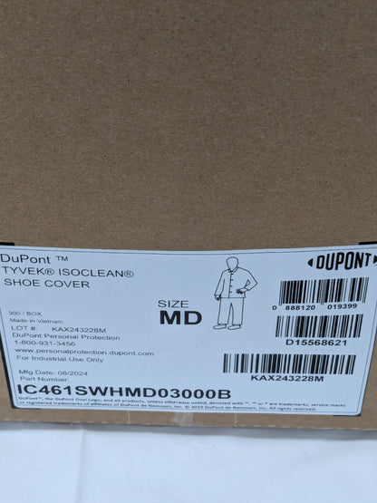 Dupont Shoe Cover: Non Chemical-Resistant, Sz M Box of 300 IC461SWHMD03000B