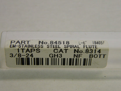 Greenfield Modified Bottoming Tap 3/8-24NF GH3 3FL HSSE EM-SS 84518