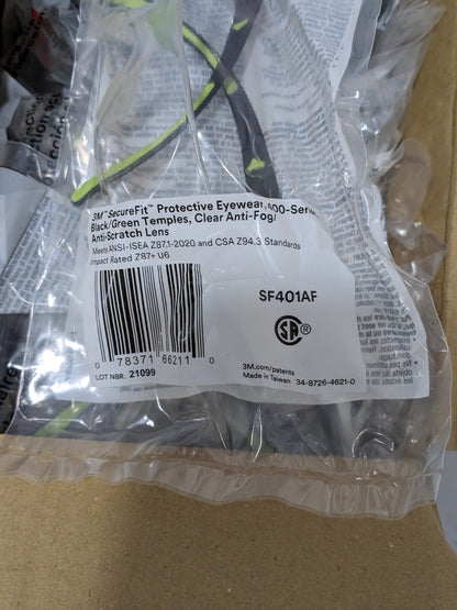 3M Safety Glasses Anti-Fog & Scratch-Res., Clear, Frameless Box of 20 7100112435