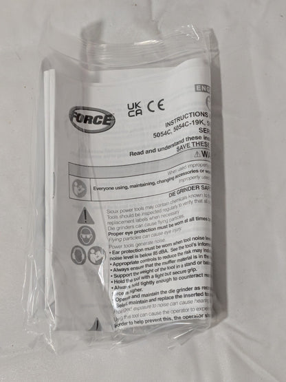 Sioux Tools Air Die Grinder: 1/4" Collet, 1/4" NPT Inlet, 22000 RPM 5054C