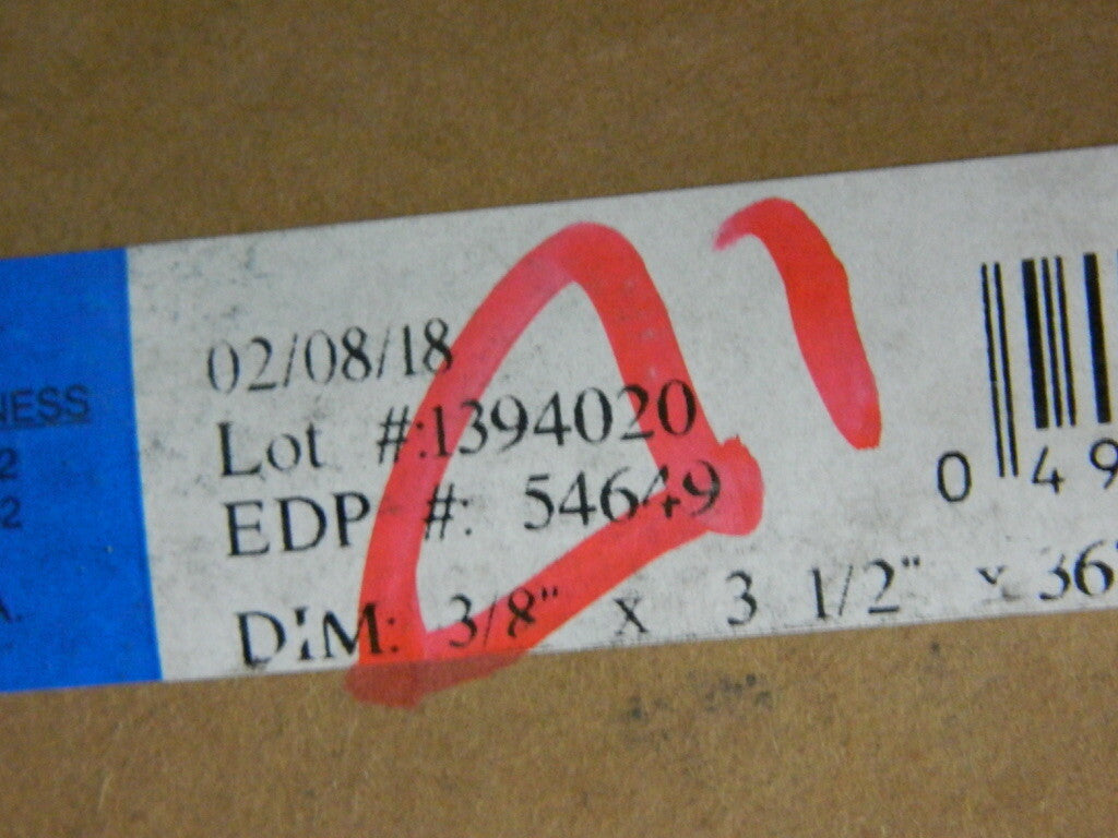 Starrett 36 Inch L x 3-1/2 W x 3/8 Thick Tool Steel Air Hardening Flat Stock