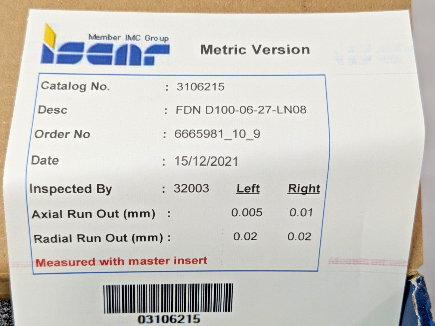 Iscar Indexable Slotting Cutter 0.2360"CW Shell Mount B Connection RH 3106215
