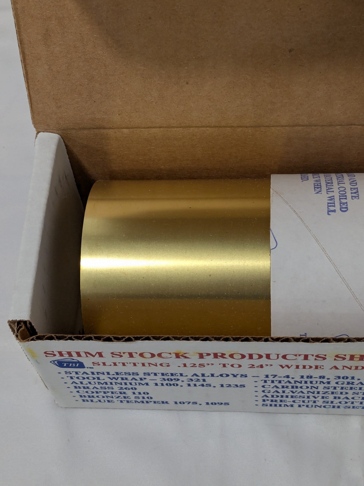 TBI Shim Stock: 0.009'' Thick, 60'' Long, 6" Wide, 260 Alloy Brass M-BBN60-9