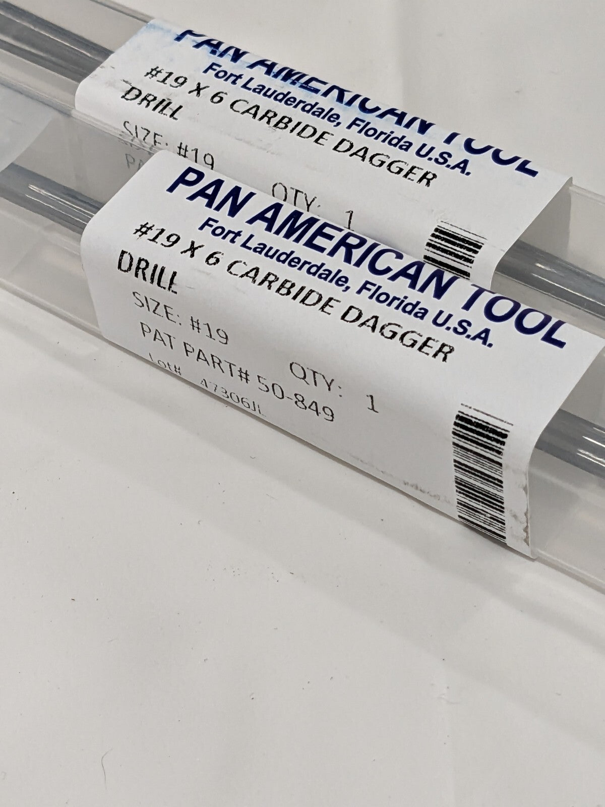 Pan American Tool #19 CARBIDE DAGGER DRILL, 6" OAL Qty 2 50-849