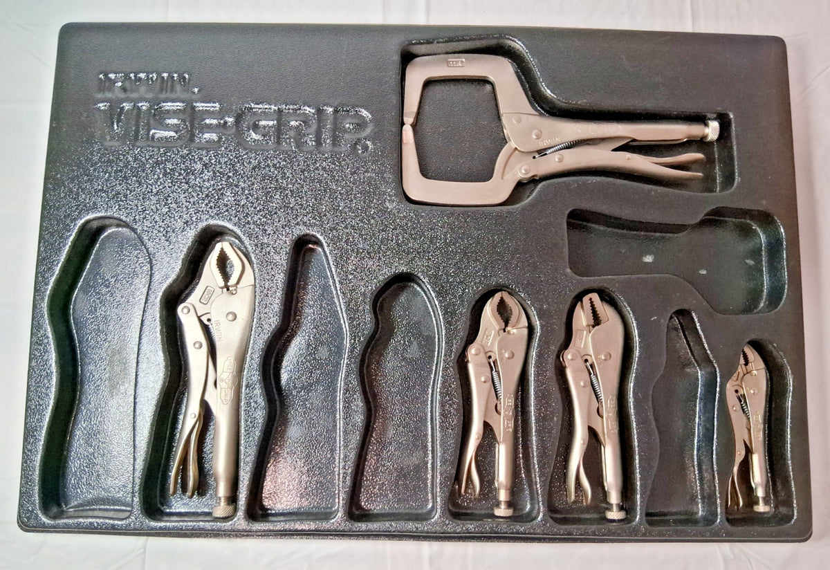 IRWIN Alloy Steel Locking Pliers C-Clamp Set QTY 5 PC (INCOMPLETE) 1078TRAY