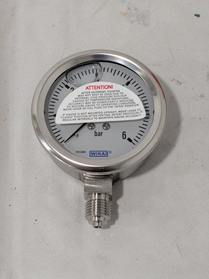 Wika Pressure Gauge: 2-1/2" Dial Dia, 0 Min psi, 6 Max psi 50623851