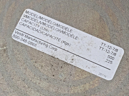 Vestil Steel Turntable 12" Diameter 5/16" Height 500 Lb. Cap TT-12-7/8