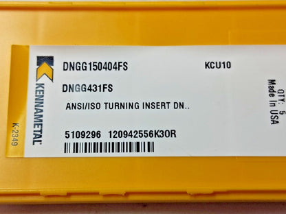 Kennametal Carbide Turning Inserts QTY5 DNGG431FS KCU10 5109296