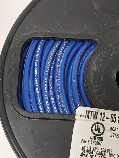 SOUTHWIRE Machine Tool Wire: 12 AWG, Blue, 500' Long, PVC 411040506