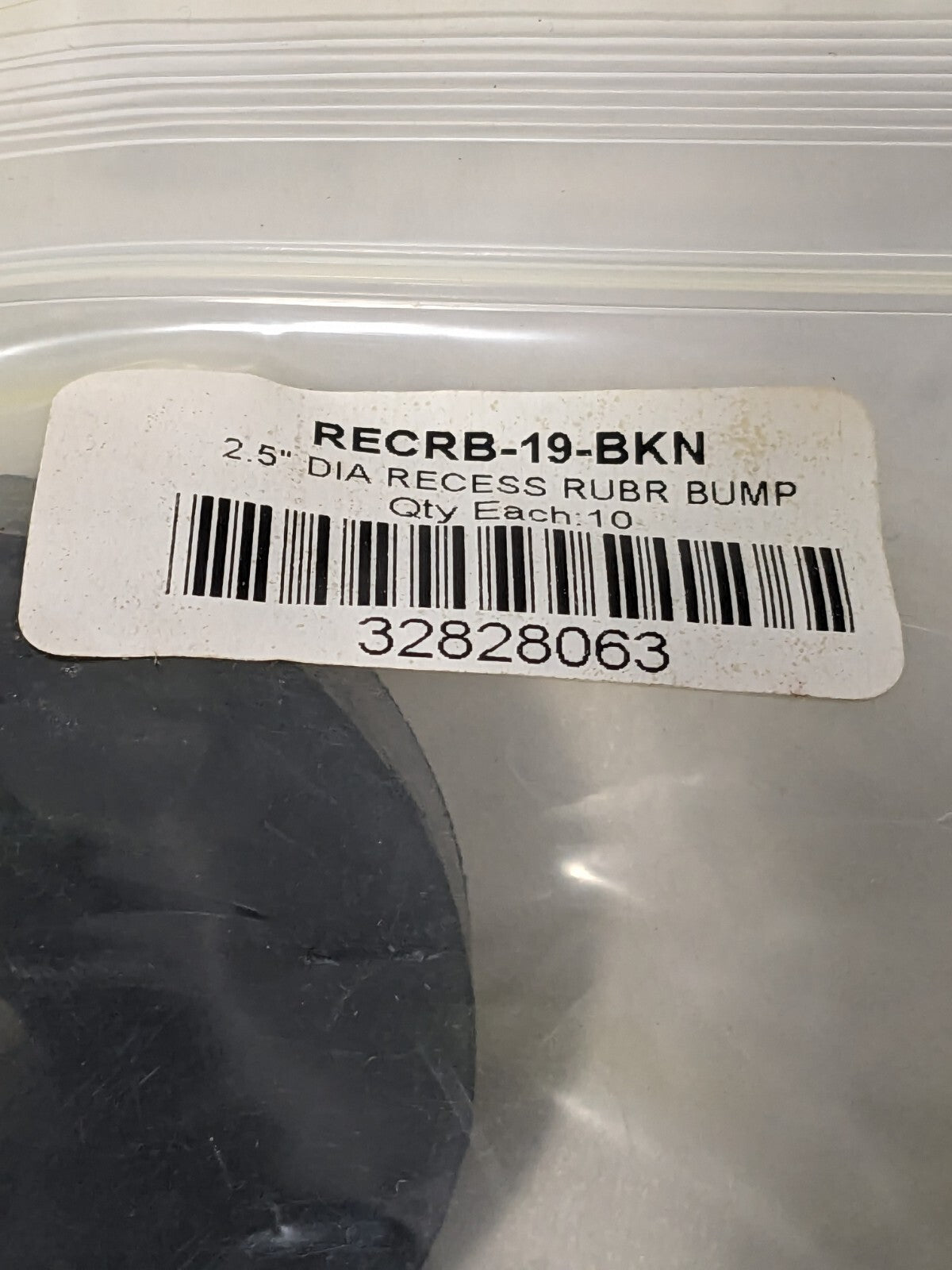 Rubber Bumpers 2-1/2" Diam., 1-1/8 Thread, 1" High Qty 20 RECRB-19-BKN