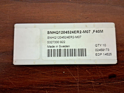 Seco Carbide Milling Inserts QTY10 ANSI SNHQ1204524ER2-M07 02459173