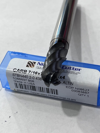 Ball End Mill: 7/16" Dia, 7/8" LOC, 4 Flute, Solid Carbide