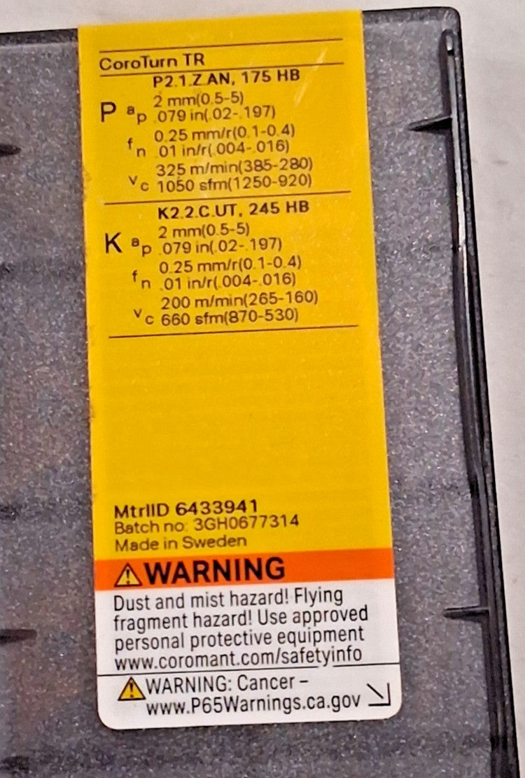 Sandvik Coromant Carbide Turning Insert 5 Pcs TR-DC1308-M 4325 6433941