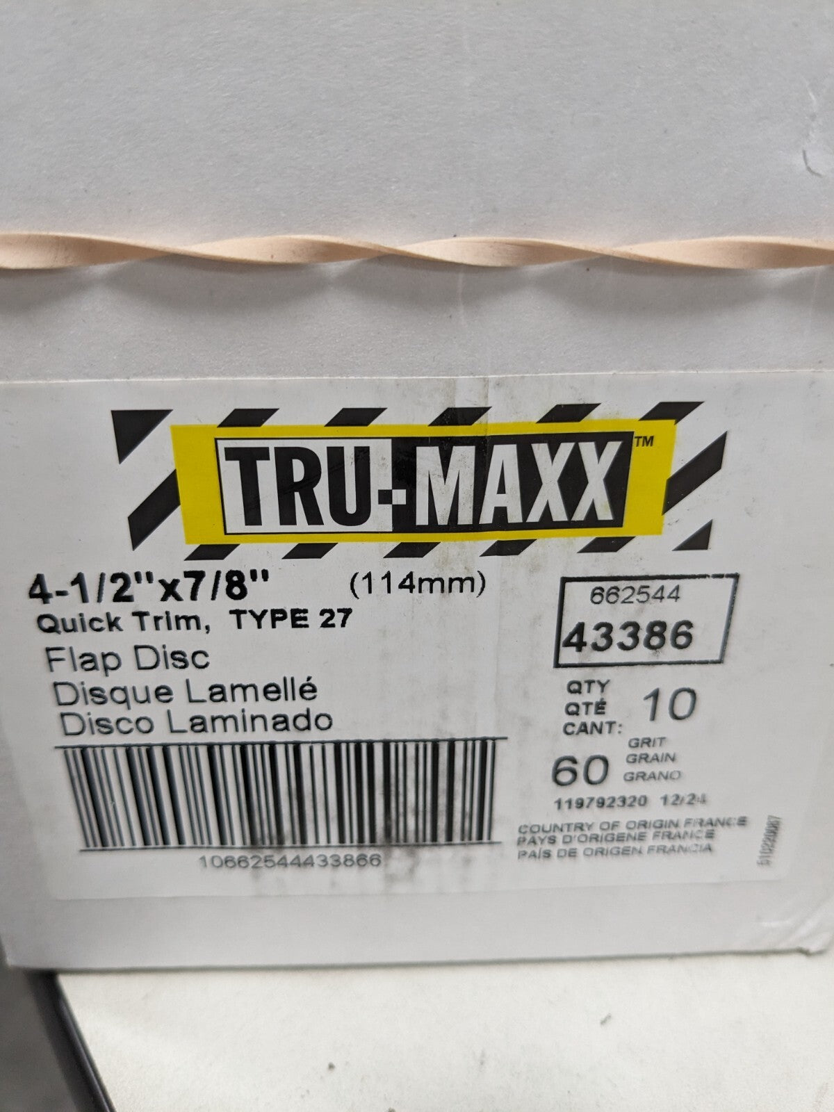 10pc Tru-Maxx Flap Discs: 4-1/2" Dia, 7/8" Hole, 60 Grit 66254443386
