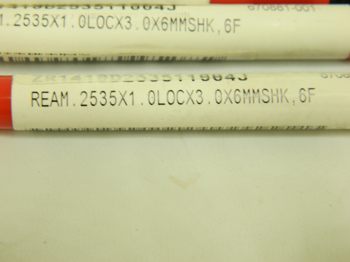 Fullerton Carbide Reamer .2535 X 1LOC X 3OAL 6FL Qty 3 ZR1410D253511004J