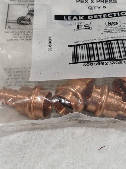 Nibco 1/2" PEX x 1/2" Press Copper Fittings Qty 5 PC604P