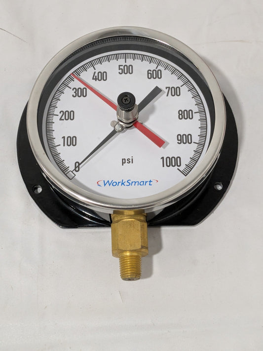 WorkSmart Pressure Gauge 4-1/2" Dial, 1000 PSI, 1/4 NPT, Lower Mount WS-PE-310