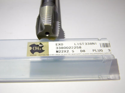 OSG M22 X 2.50mm  3 Fl D8 HR Coated HSS Spiral Point Tap 3380022258