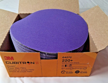 3M Ceramic Hook & Loop Discs 5" Dia 220 QTY50 64272