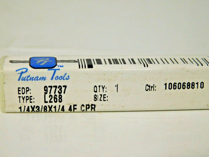 Putnam Tools Cobalt Roughing Square End Mills 1/4" Diam 4FL Qty 2 97737
