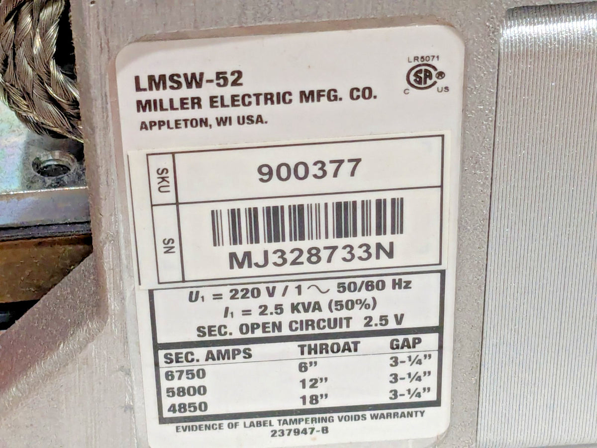 Miller LMSW-52 Air-Cooled Spot Welder 220V W/O Tongs or Tips 900377