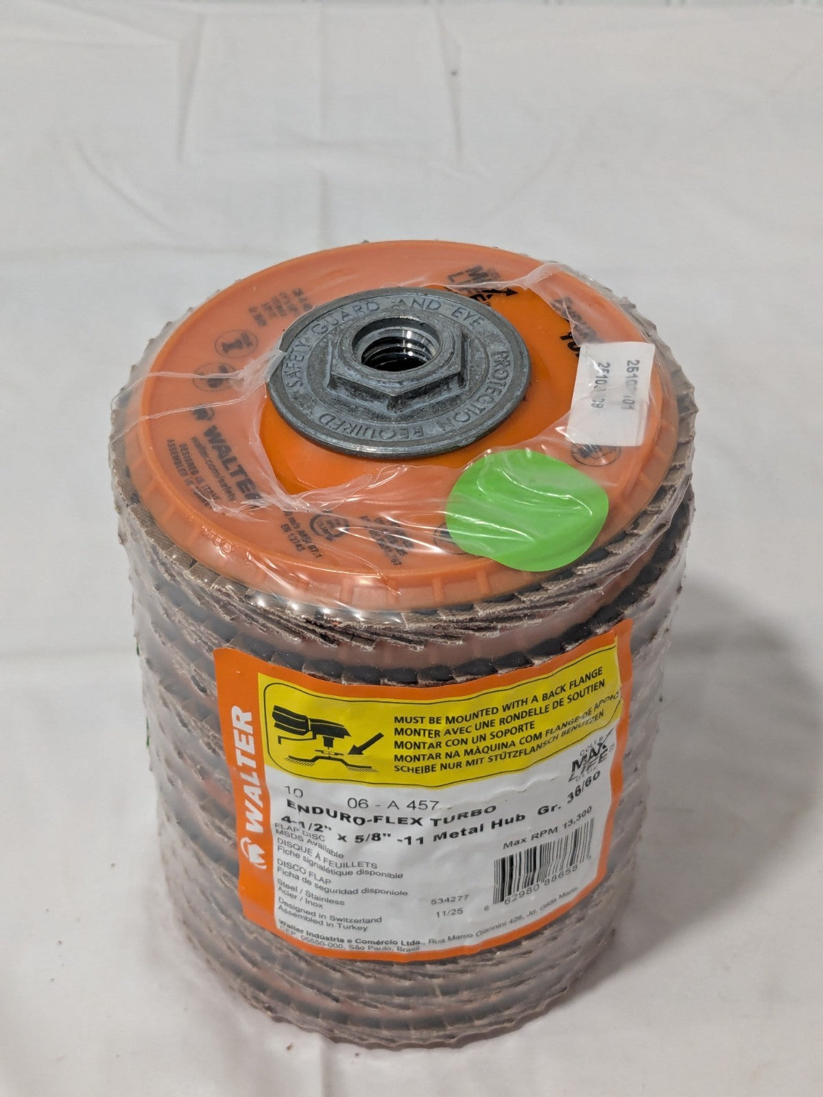 Walter Flap Disc: 4-1/2" Dia, Ceramic Alumina, Type 27 Qty 10 06A457