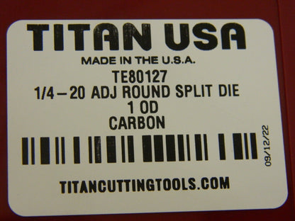 TITAN USA Round Die: 1/4-2, 1" OD, High Speed Steel TE80127
