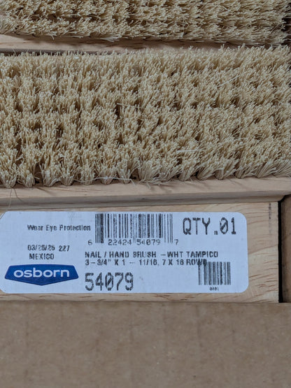 Osborn Nail Scrub 7X16 Rows White Tampico Solid Wood Block Qty 12 #54079