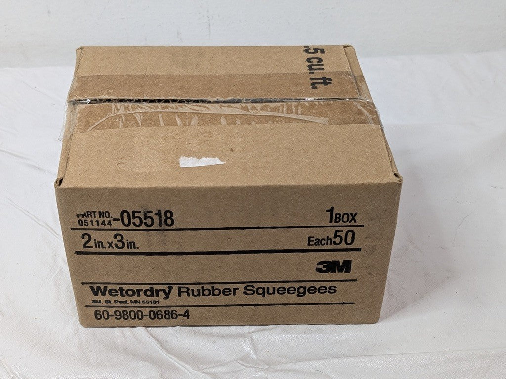 BOX OF 50 3M Wetordry Black Rubber Squeegees 05518 2" x 3" 7000028349