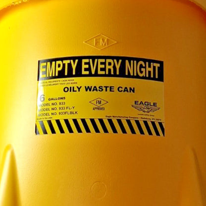 Eagle Polyethylene Oily Waste Can 6 Gallon Capacity 933FLY