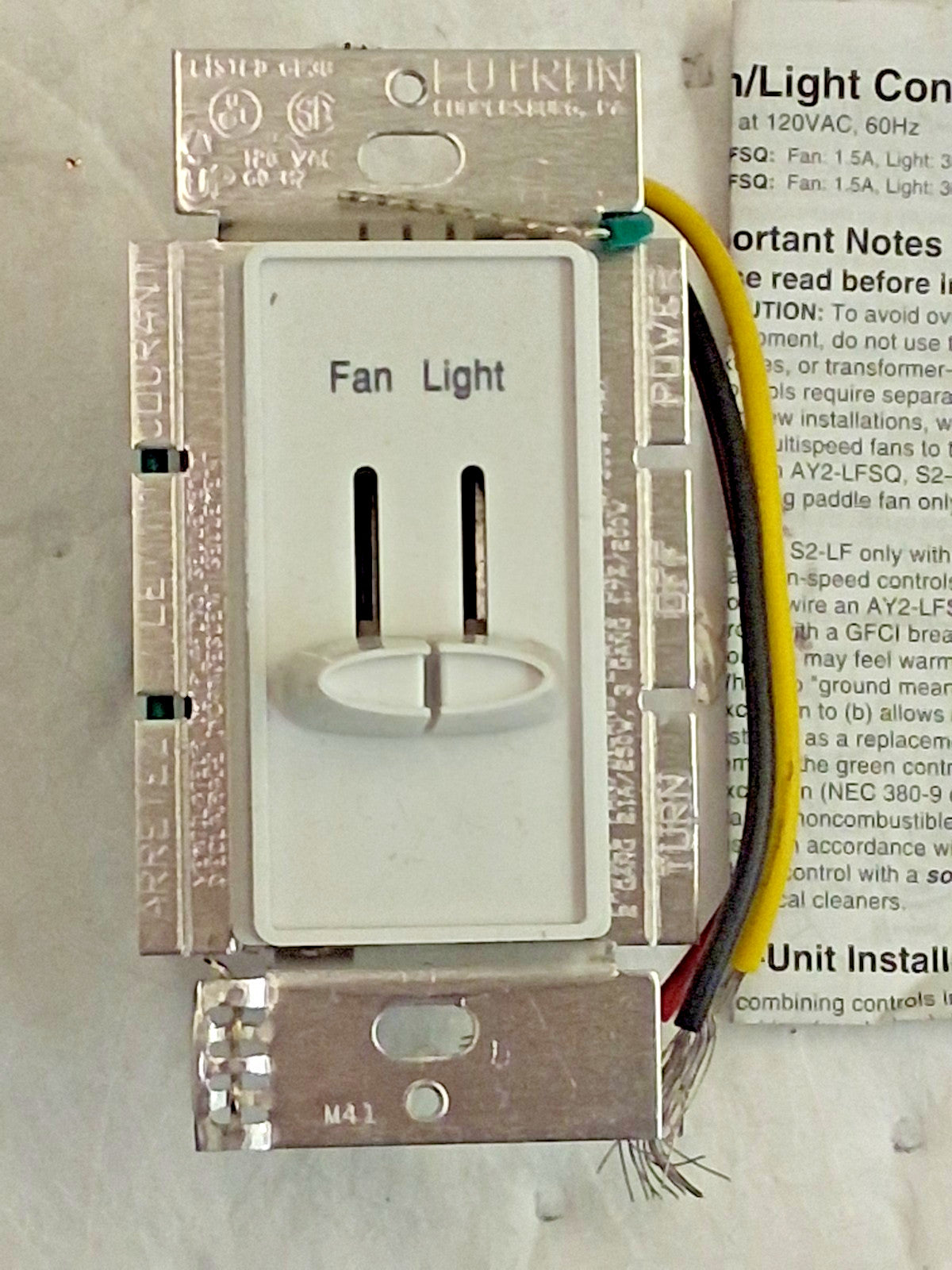 Lutron Skylark Dual Dimmer Switch & Fully Variable Fan Control S2-LF-WH