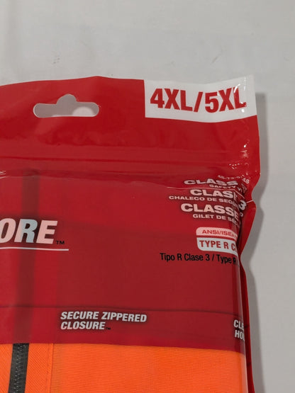 MILWAUKEE TOOL High Visibility Vest: 4X/5X-Large, Zipper Closure 48-73-5148