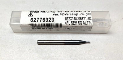ACCUPRO Carbide Square End Mill 1/32" Dia 4 FL  62776323