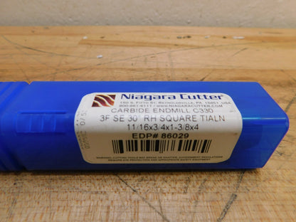 Niagara Cutter 3 Flute Carbide Square End Mill 11/16" Dia 1-3/8" LOC N