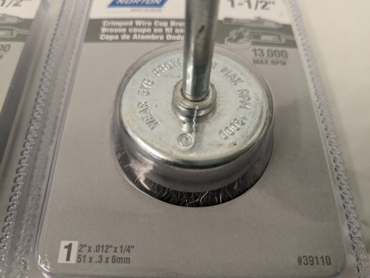 NORTON 2pk 1-1/2" CRIMPED WIRE CUP BRUSH 39110