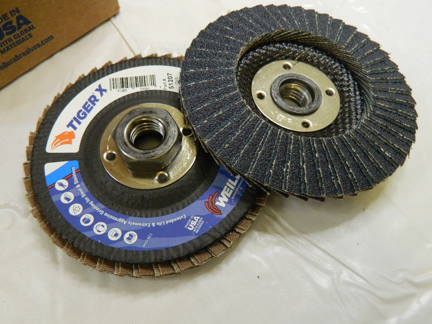 WEILER Flap Disc qty 10 5/8-11 Hole 181 & 80 Grit Type 29 Zirconia Alumina 51207