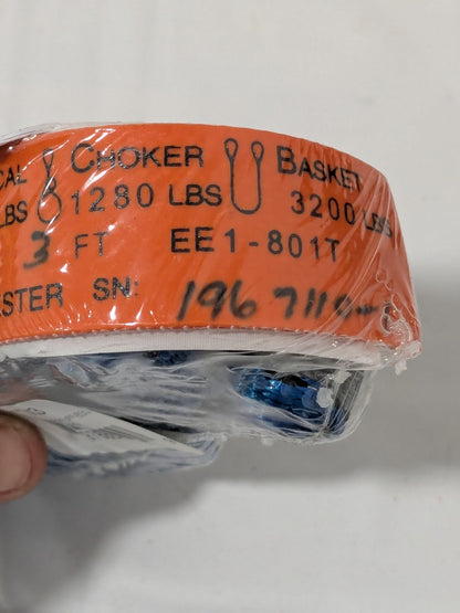 LIFT-ALL Twisted Eye & Eye, Type 4 Web Sling: 3' Long, 1" Wide EE1801TTX3