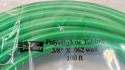 Parker Green Polyethylene Tubing 3/8" X .062 Wall 125PSI QTY 100 Ft E-64-G-