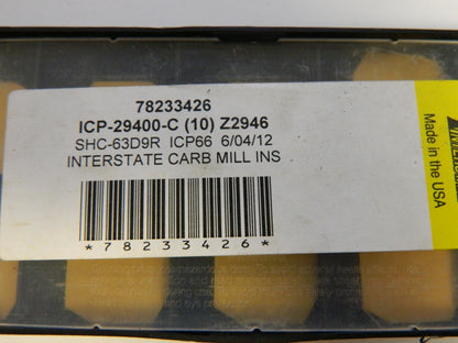 Interstate SHC63D9R ICP55 Carbide Milling Insert QTY 10. 78233426