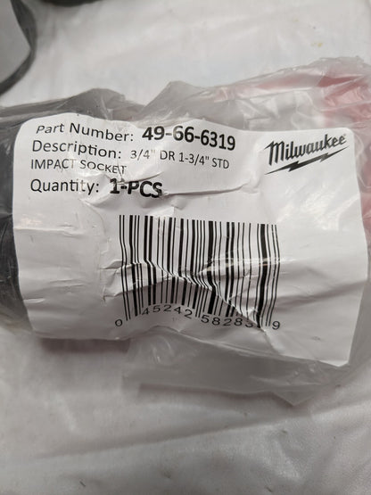 MILWAUKEE TOOL 1-3/4" Impact Socket: 3/4" Drive 6-Point Qty 3 49-66-6319